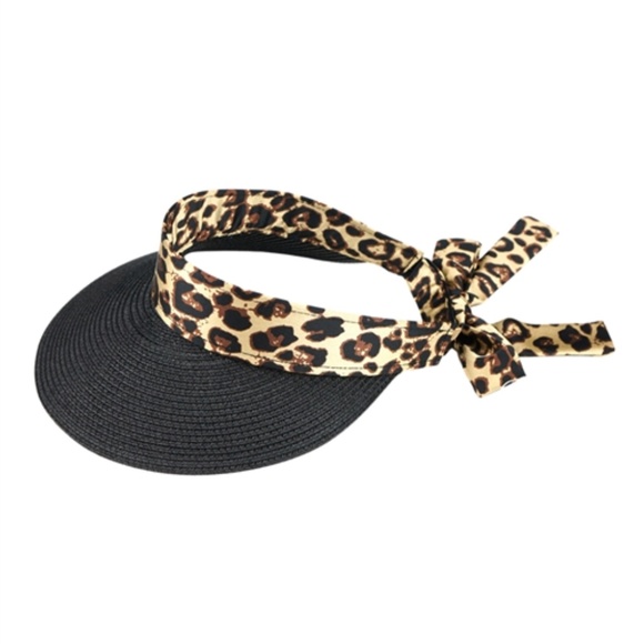 Leopard Straw Visor hat - Picture 4 of 11